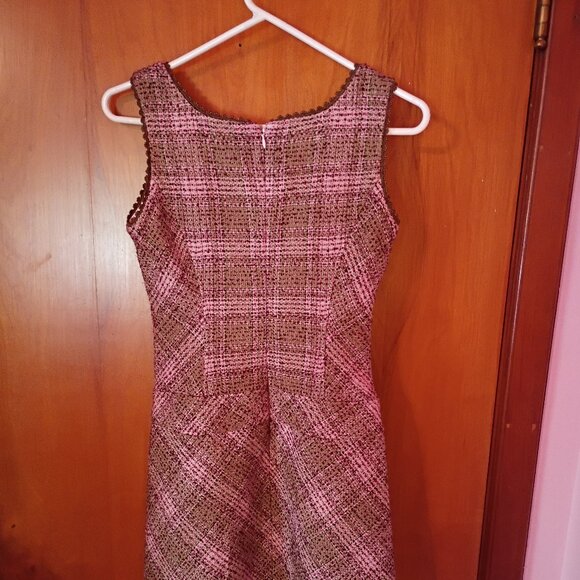 MEZZO PIANO Girls' L Pink/Brown Tweed Plaid Retro Jumper "For Candy Girls" - Picture 4 of 6